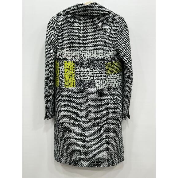 Diane Von Furstenberg Womens Nala Colorblock Tweed Coat Grey Yellow Black Size 8 - Picture 9 of 16